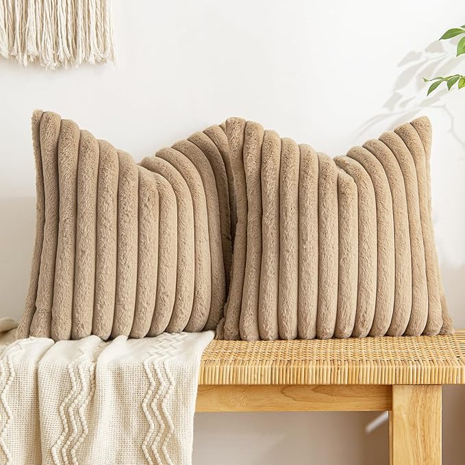 5-Piece Plush Velvet Pillow Set with Dual Textures for Cozy Home Decor 