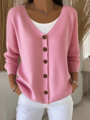 Full Size Button-Front V-Neck Cardigan Plus Size 