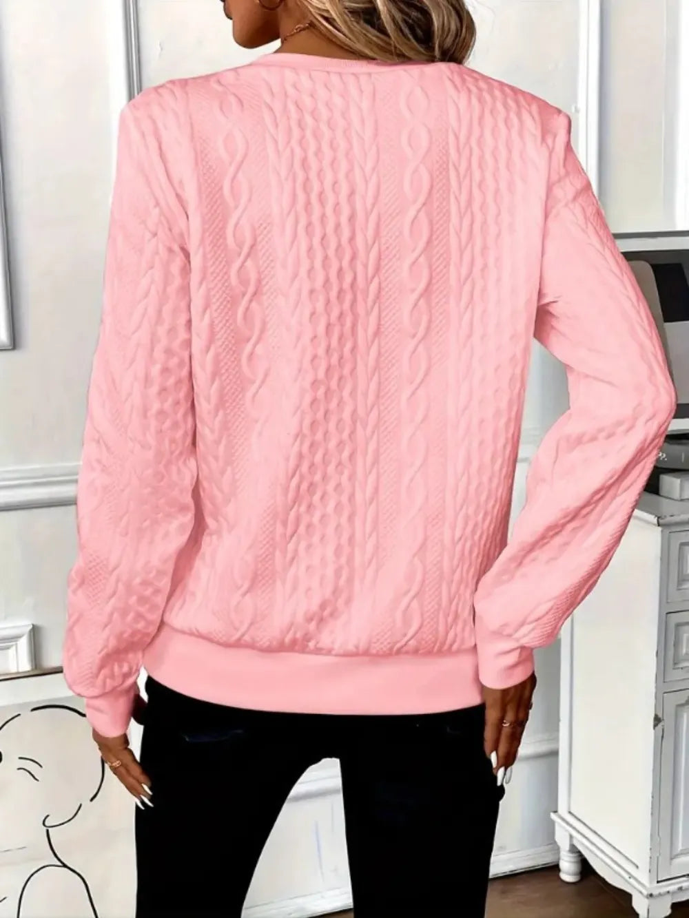 Texture Half Zip Long Sleeve Sweatshirt 