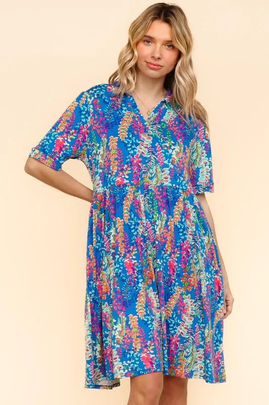 Haptics Johnny Collar Babydoll Dress with Side Pockets 