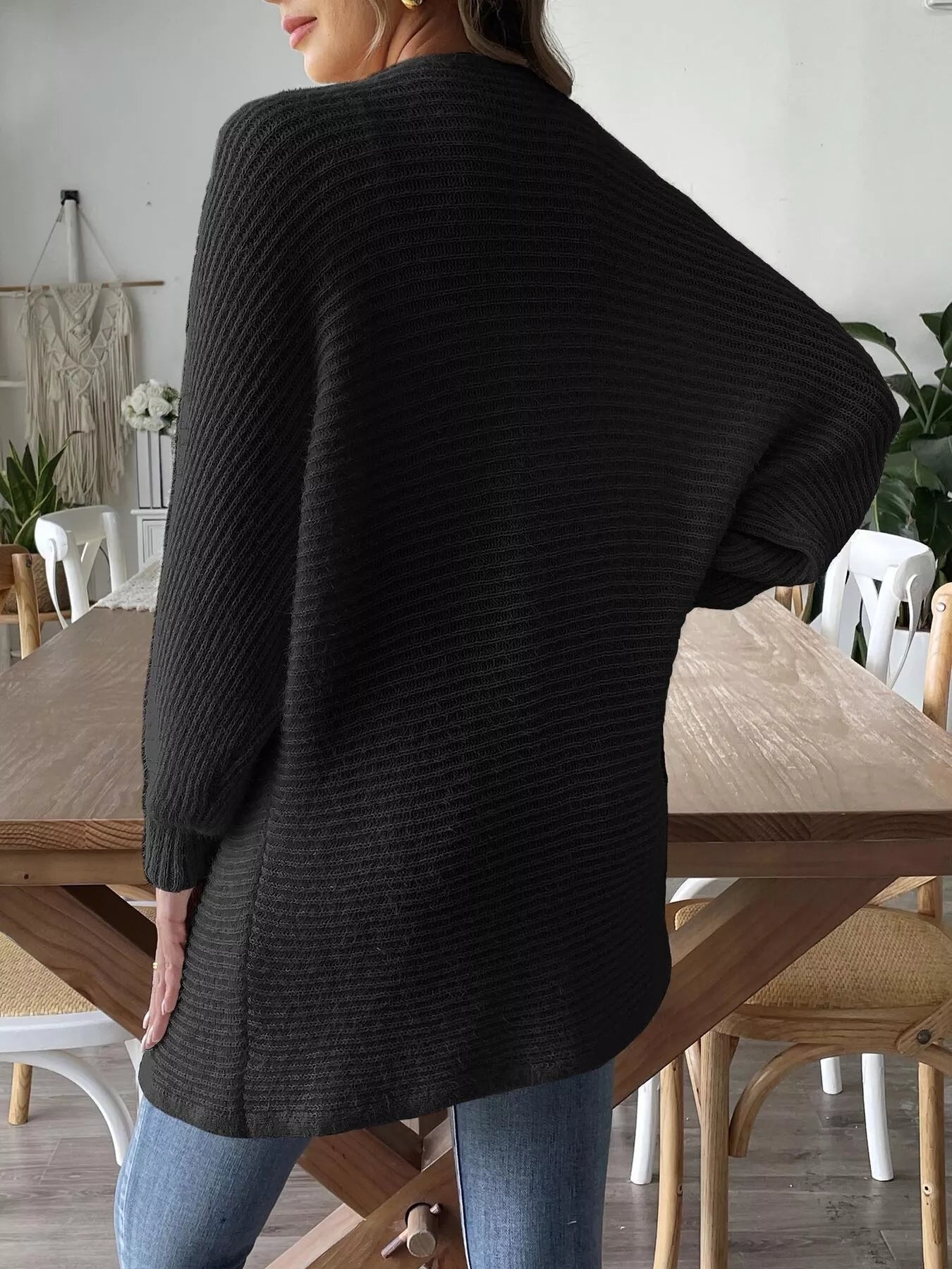 Open Front Drop Shoulder Cardigan 