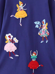 Children's Fairy Applique Long Sleeve Casual Dress 