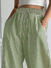 Striped High-Waisted Wide Leg Pants 