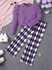 Children's Fuzzy Knit Top & Pants Set 