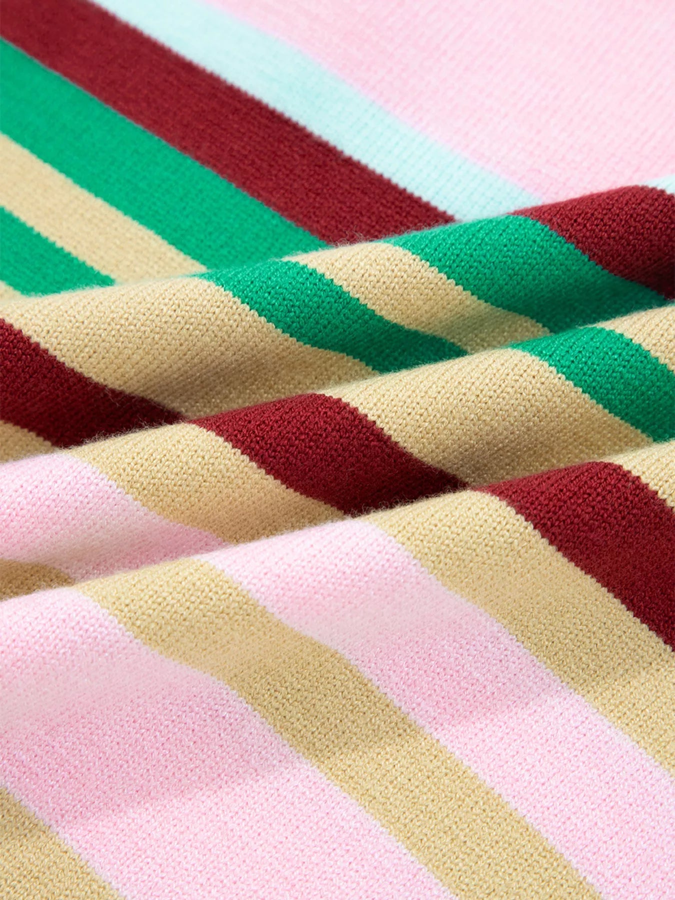 Multicolour Striped Knit Ribbed Trim Boxy Fit Cropped Sweater 