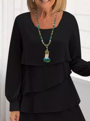 Full Size Layered Long Sleeve Mini Dress Plus Size 