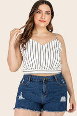 Plus Size Striped Tie-Back Cropped Cami 
