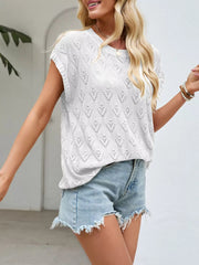 Openwork Short Sleeve Knit Top 