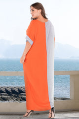 Plus Size Color Block Tee Dress with Pockets 
