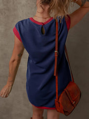 Round Neck Cap Sleeve Mini Dress 