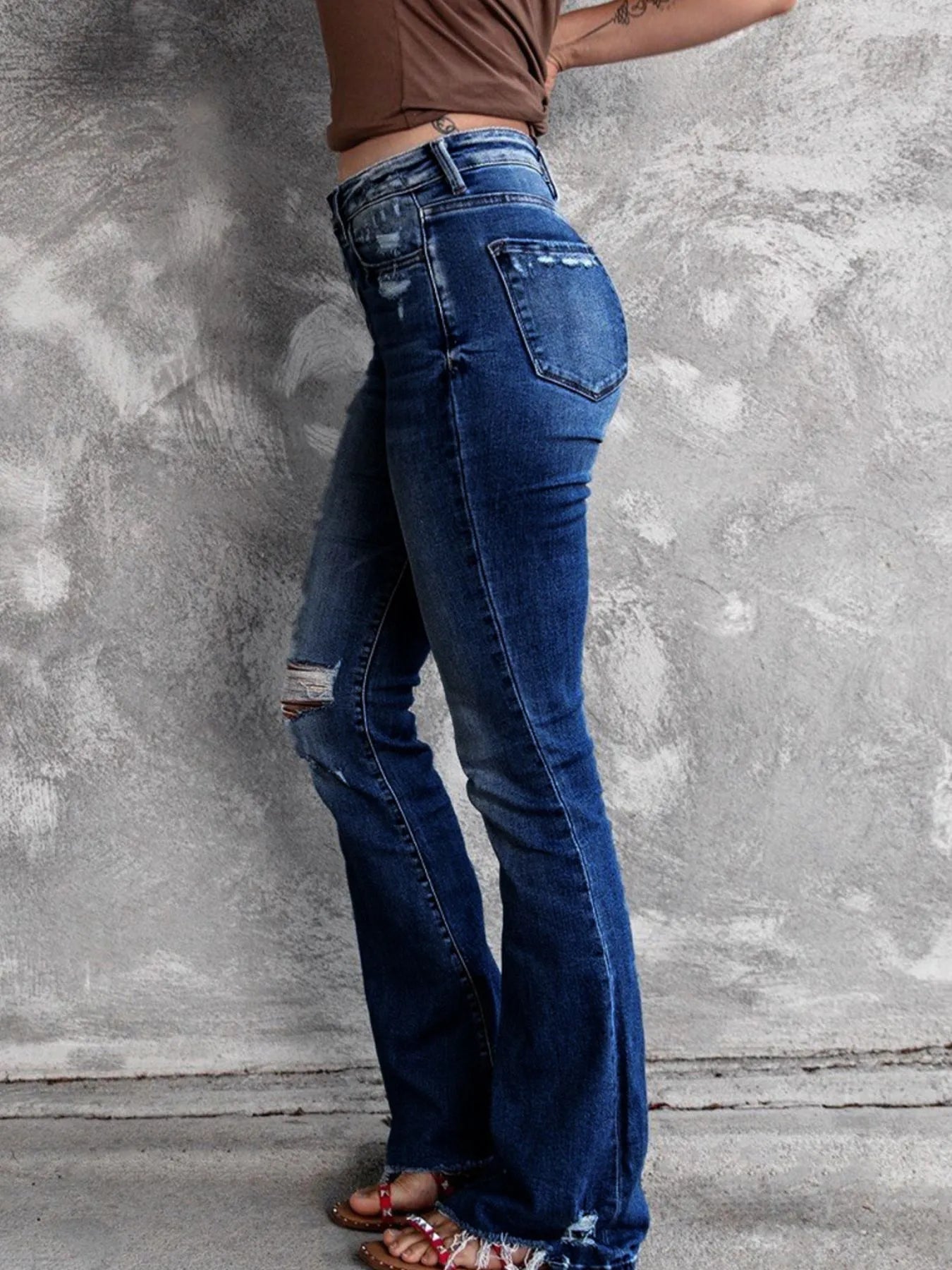 Distressed Flare Jeans 