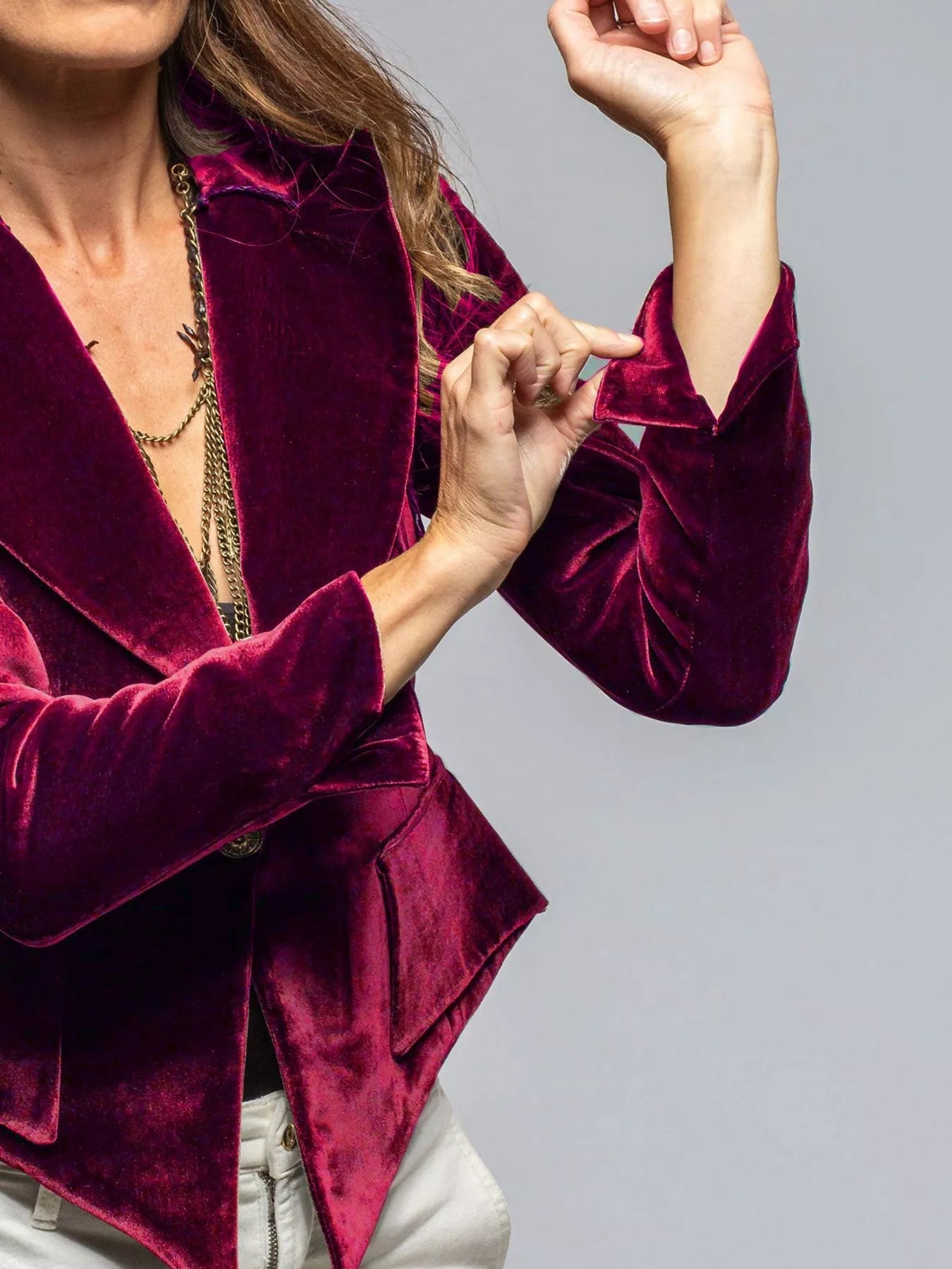 Velvet Lapel Collar One Button Blazer 