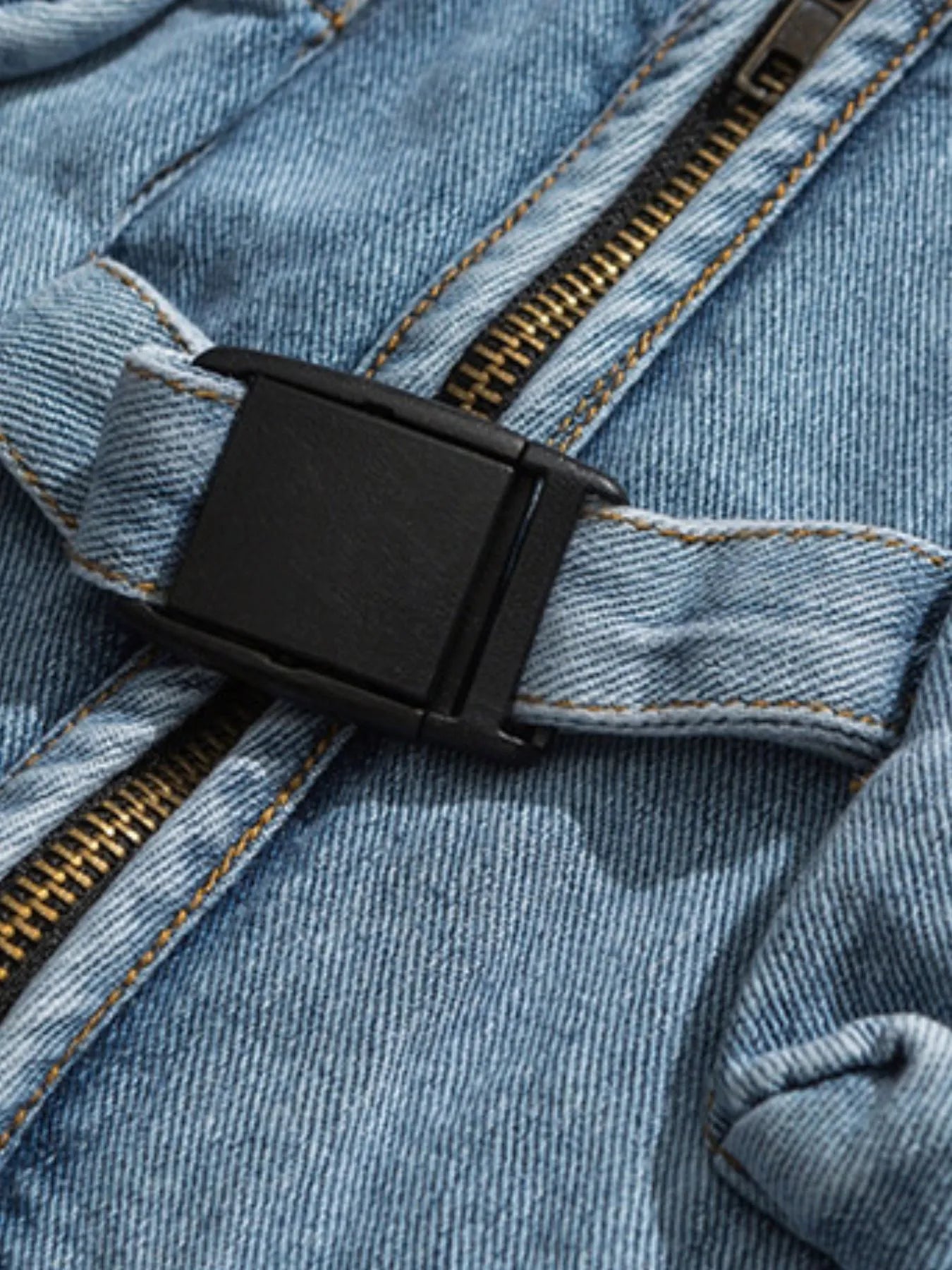 Multi-Pocket V-Neck Denim Vest 