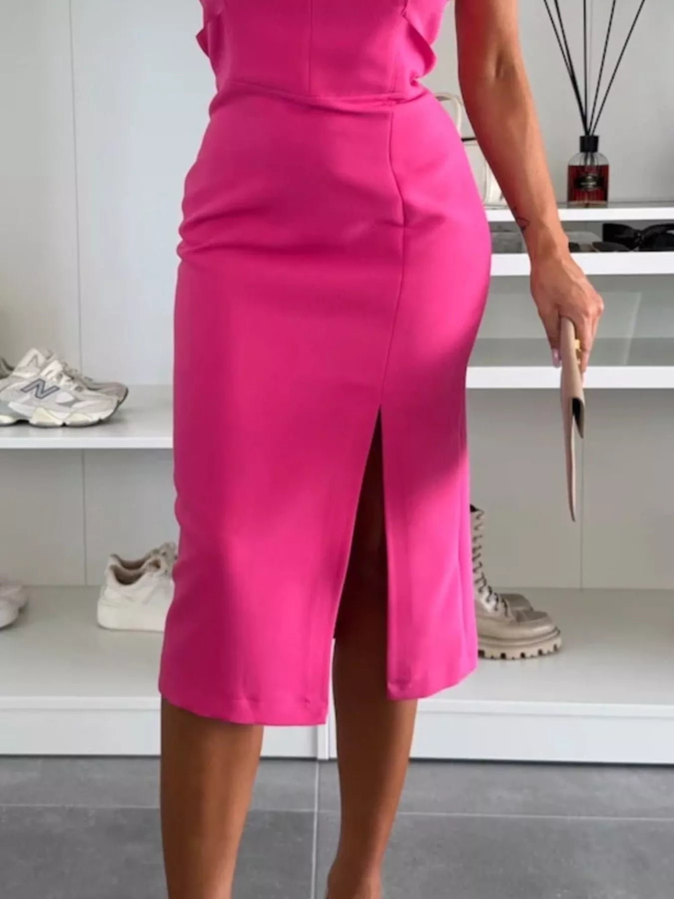 Full Size Slit Round Neck Sleeveless Dress Plus Size 