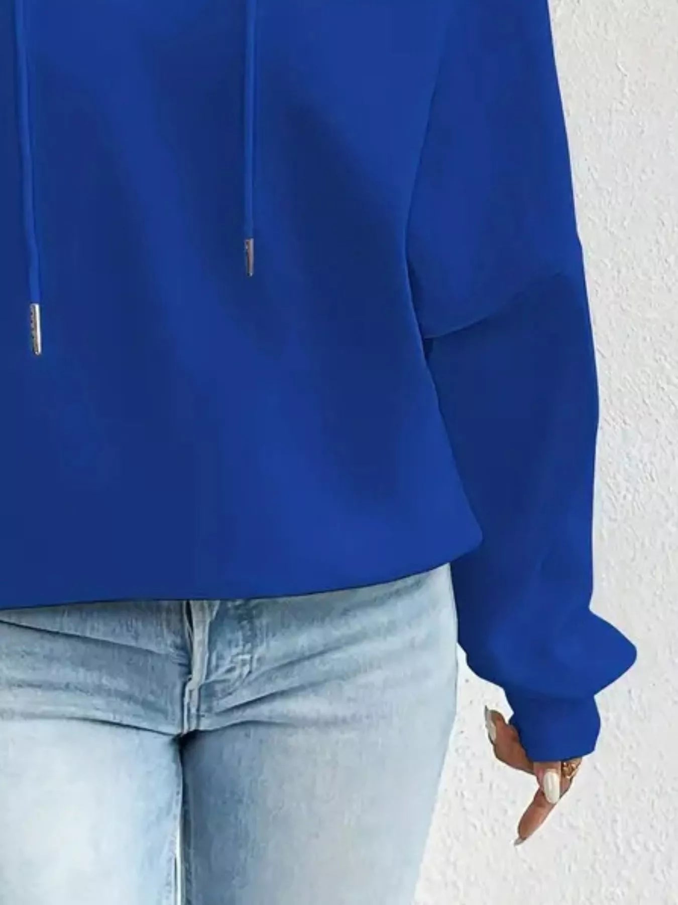 Full Size Off-Shoulder Drawstring Long Sleeve Top Plus Size 