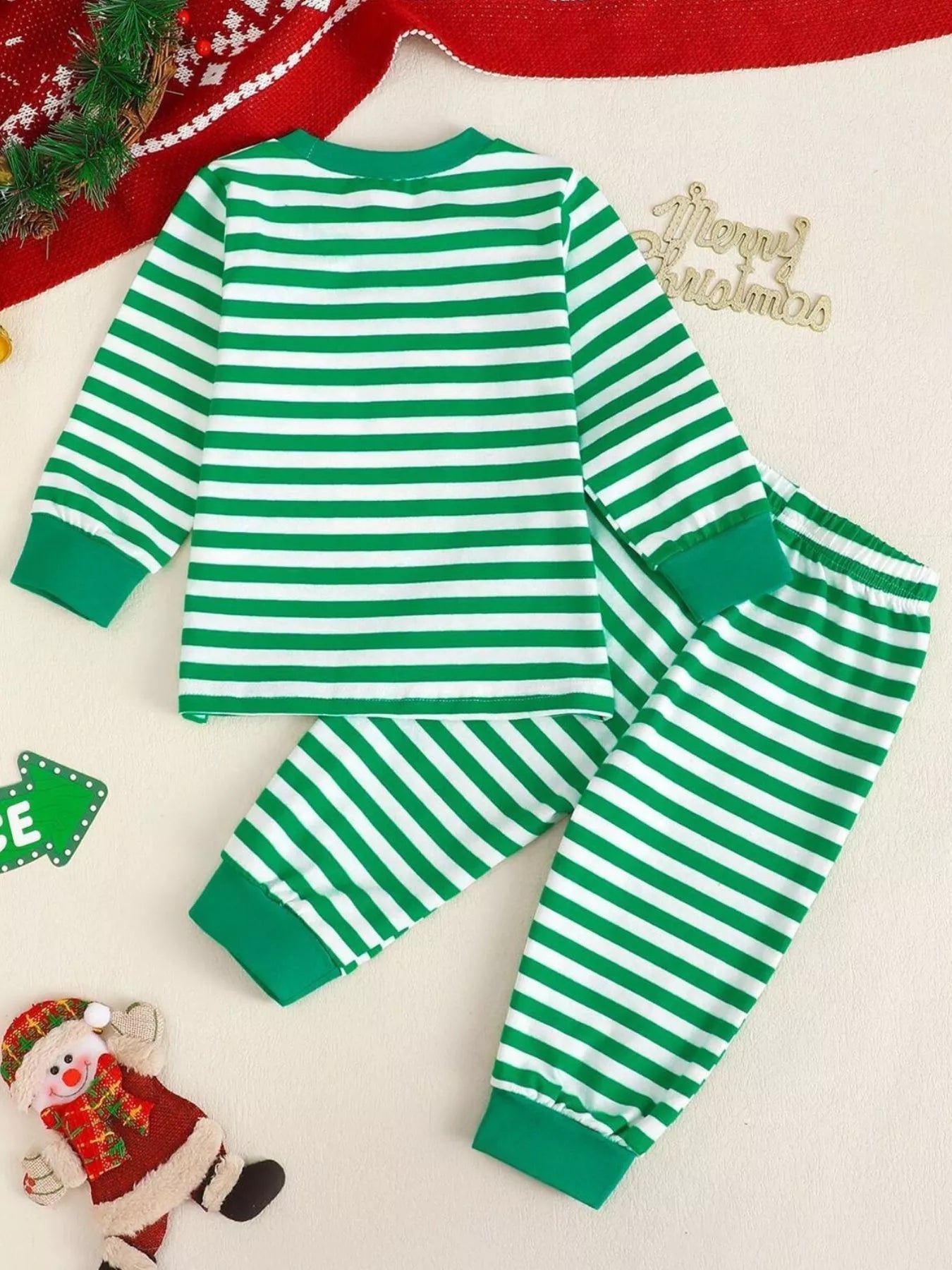 Children's Christmas Striped Pajama Set 
