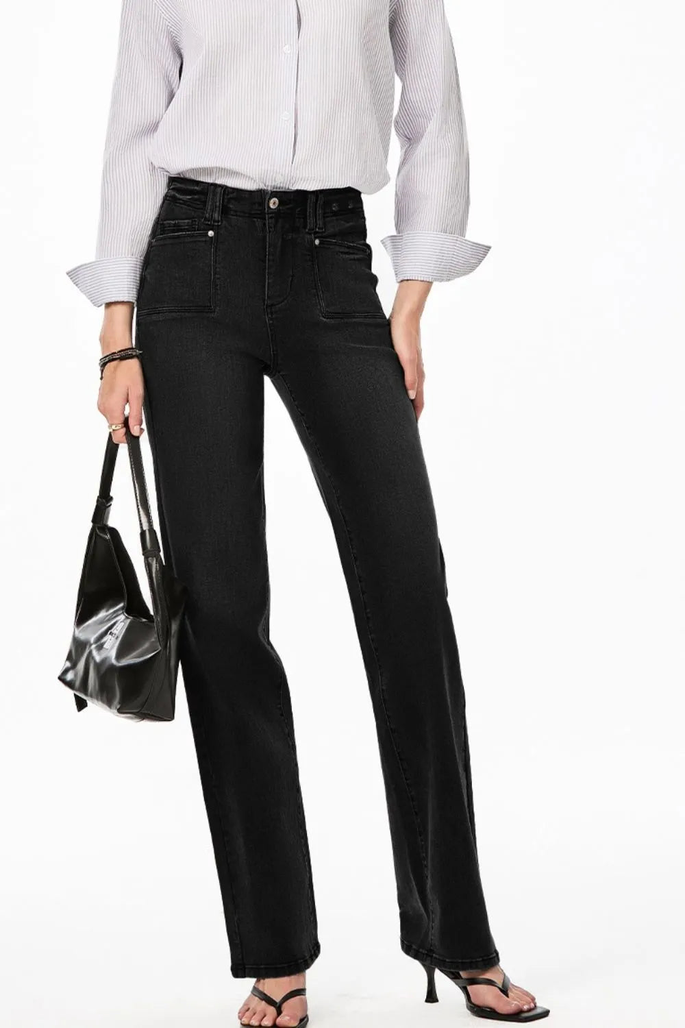 High-Waisted Wide-Leg Vintage Wash Jeans 