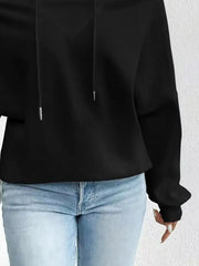 Full Size Off-Shoulder Drawstring Long Sleeve Top Plus Size 