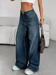 Vintage Wash Wide Leg Jeans 