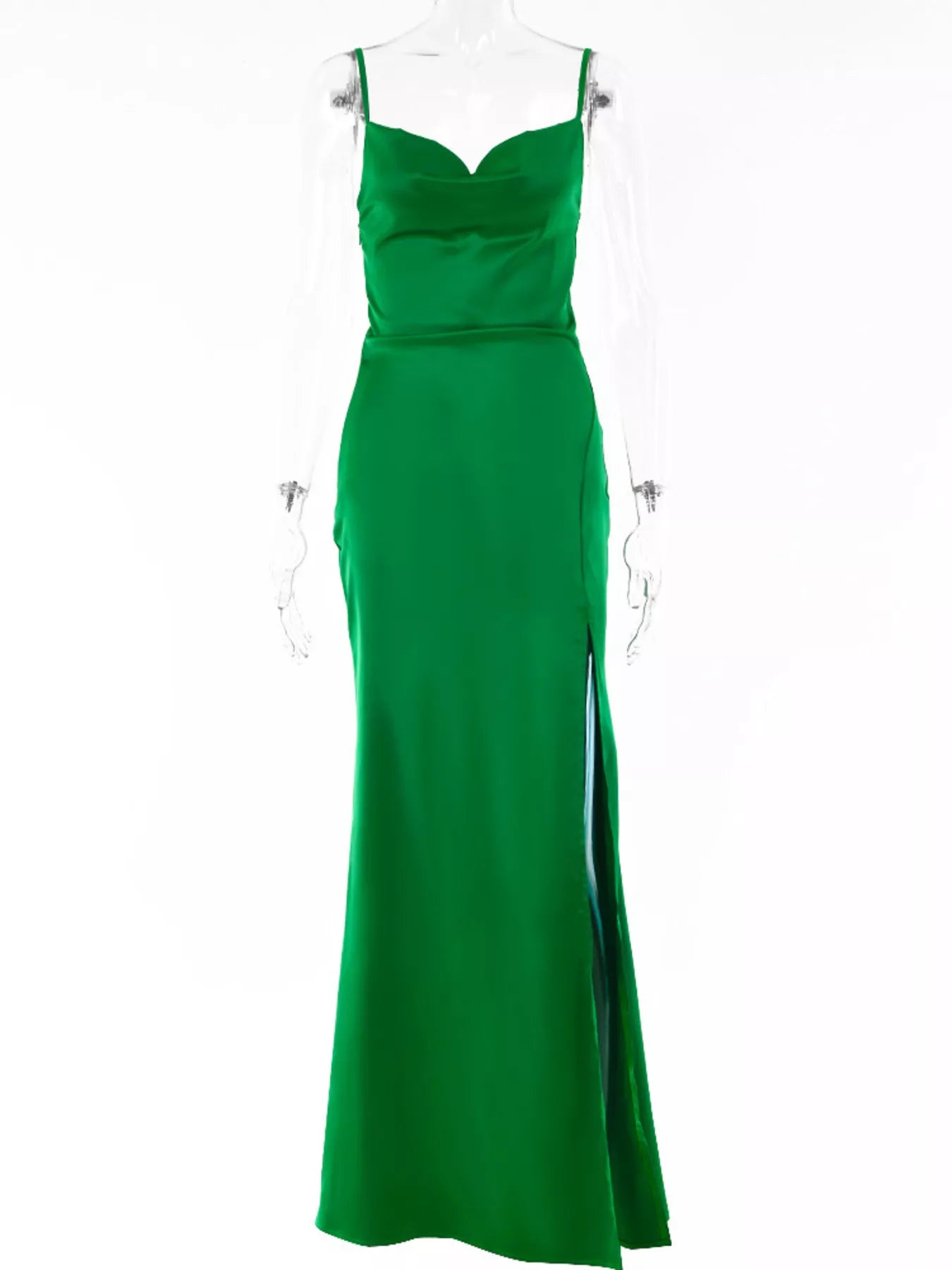 Ruched Split Spaghetti Strap Maxi Dress 