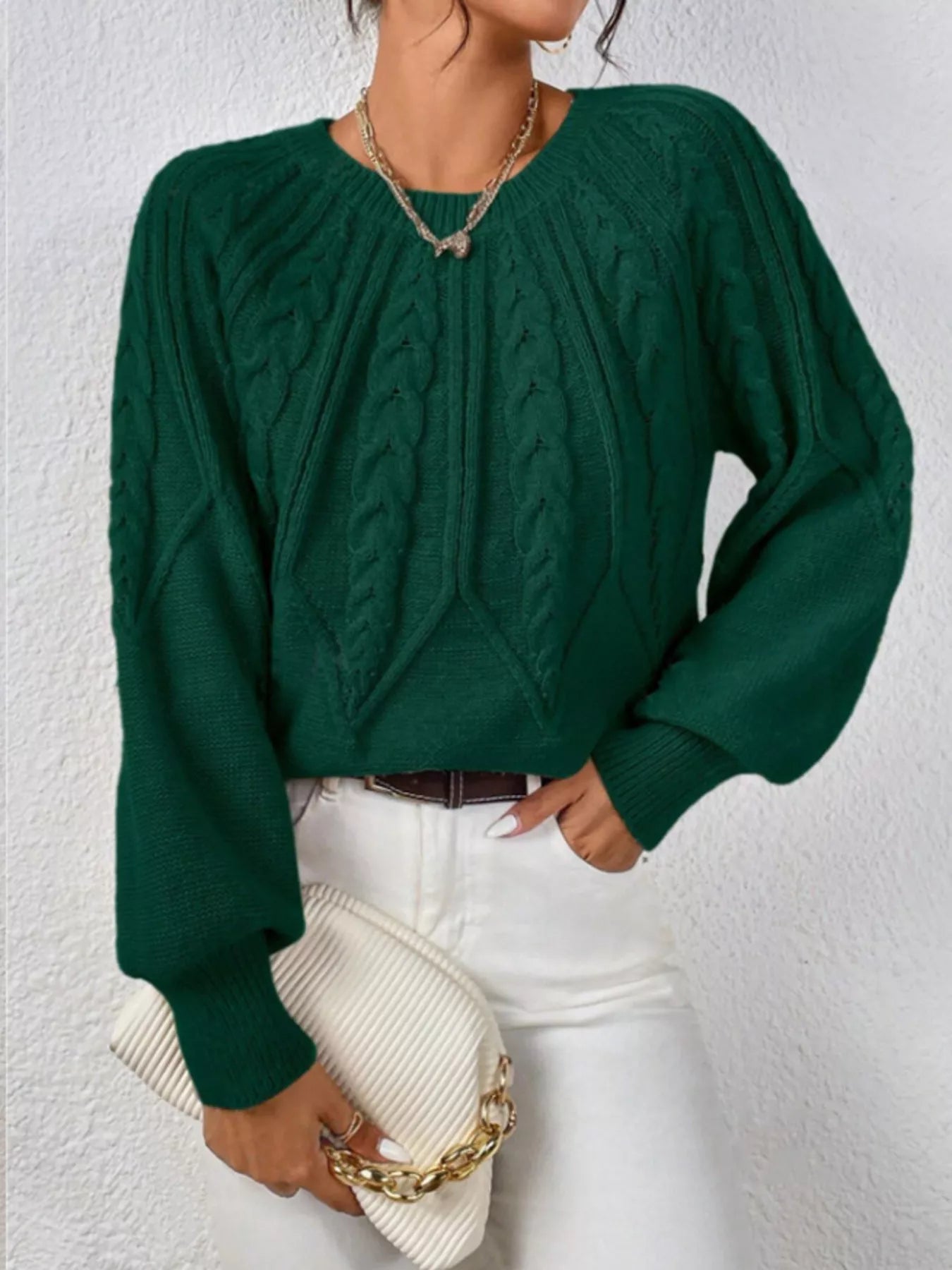 Cable Knit Long Sleeve Sweater 