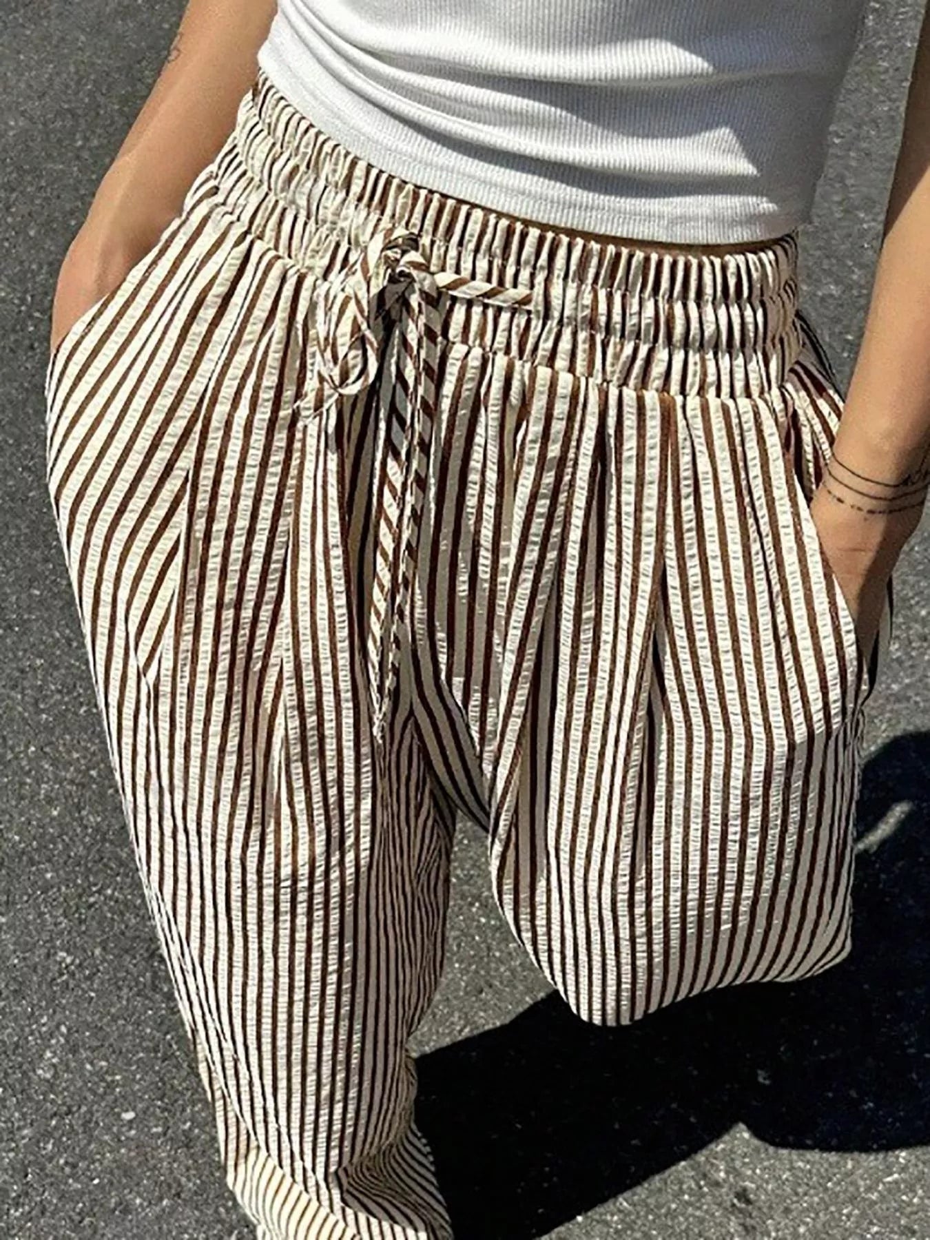 Striped Wide Leg Pants 