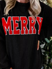 MERRY Round Neck Christmas Sweatshirt 