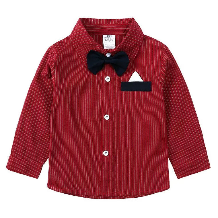 Children's Striped Shirt and Overall Set 