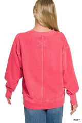 Zenana Pigment Dye Exposed-seam Fleece Sweatshirt 