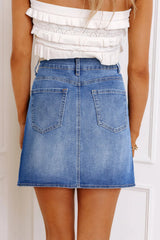 Wrapped Crossed Waist Denim Mini Skirt 