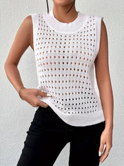 Hollow Out Round Neck Knit Tank 