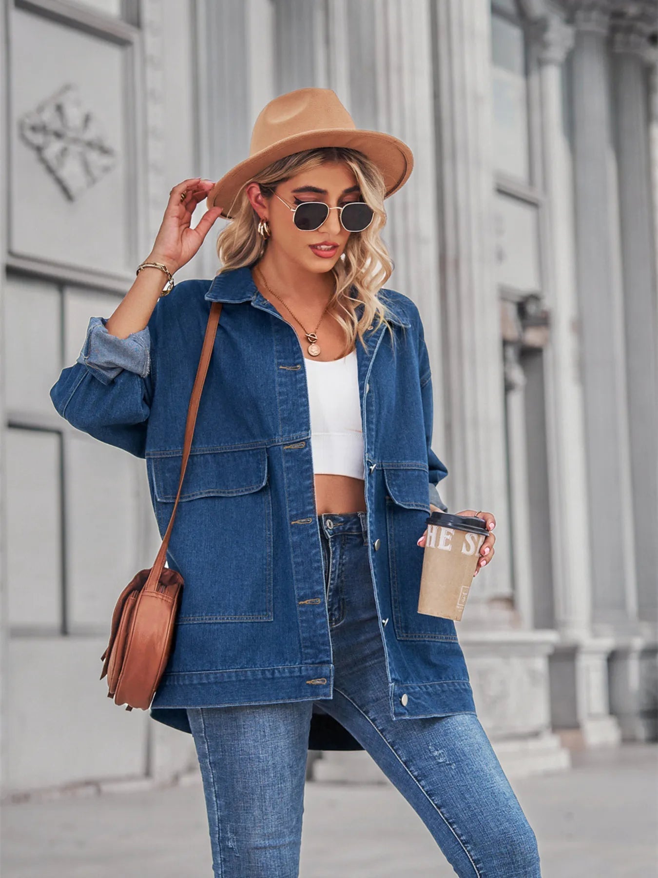 Button Up Long Sleeve Denim Jacket 