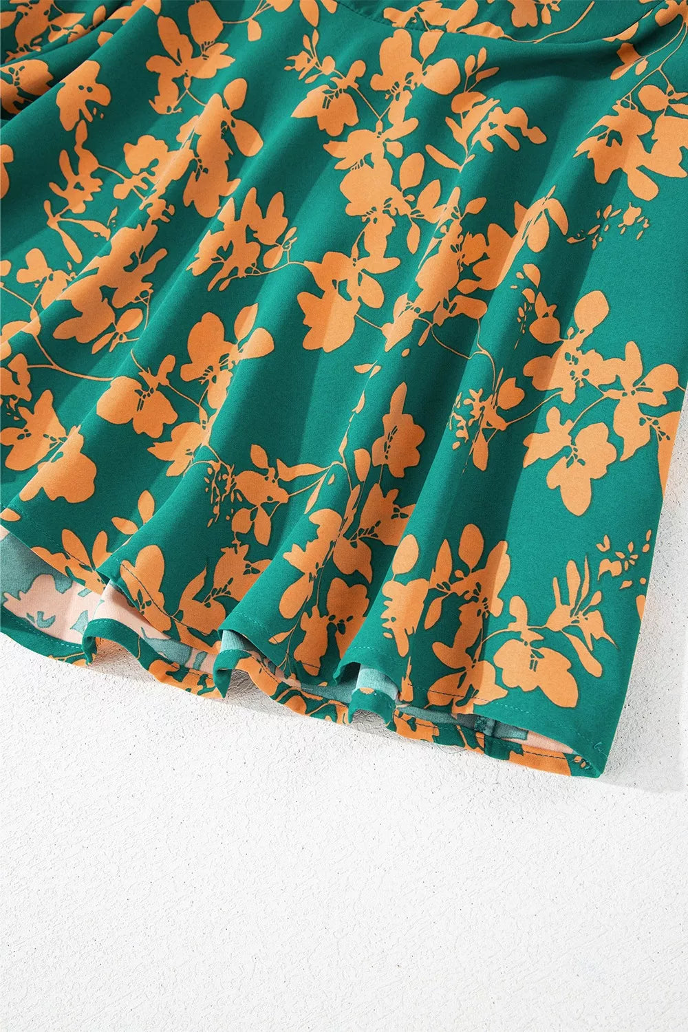 Printed Ruffled Hem Button Front Dress 