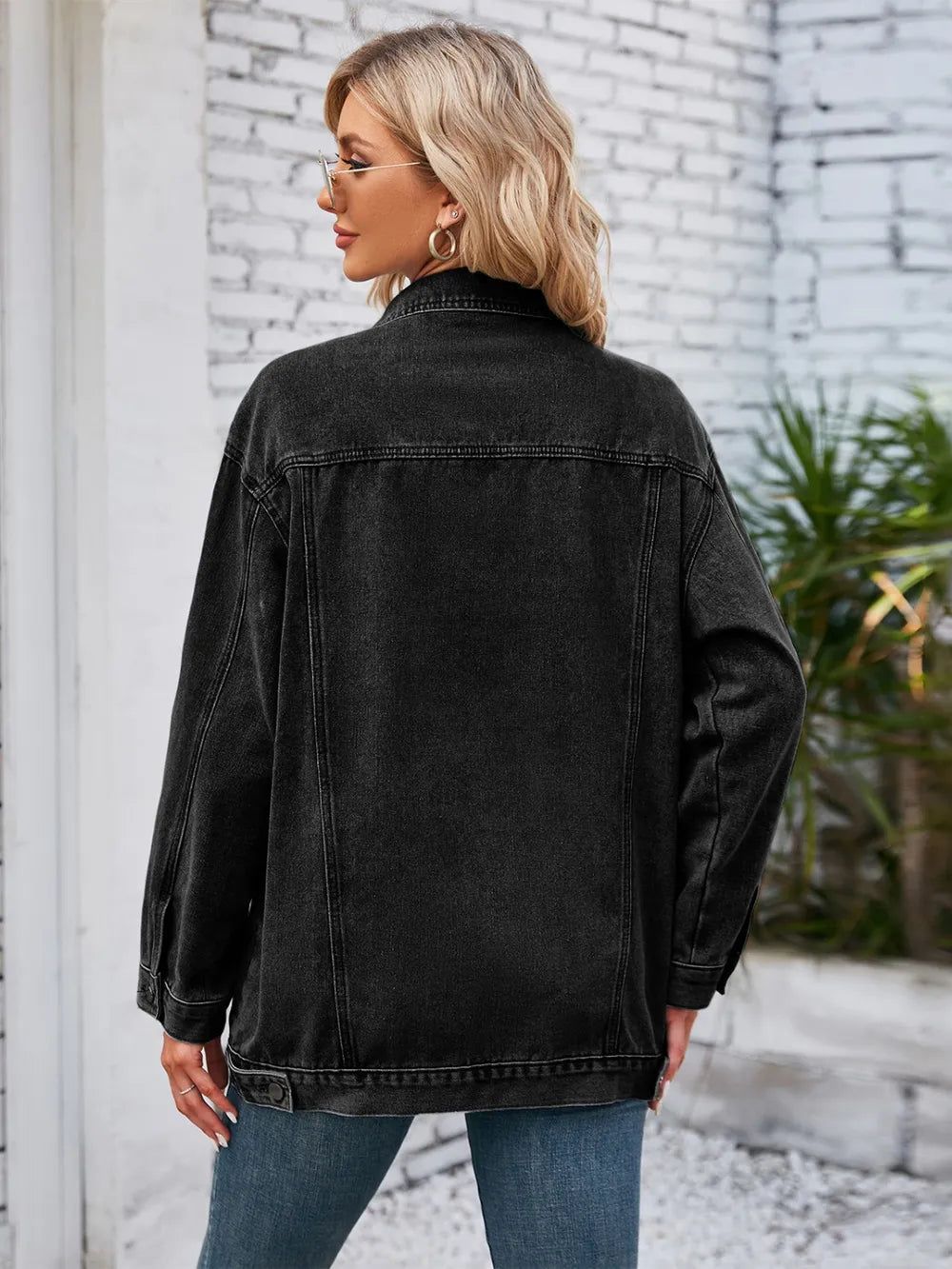 Button Up Long Sleeve Denim Jacket 