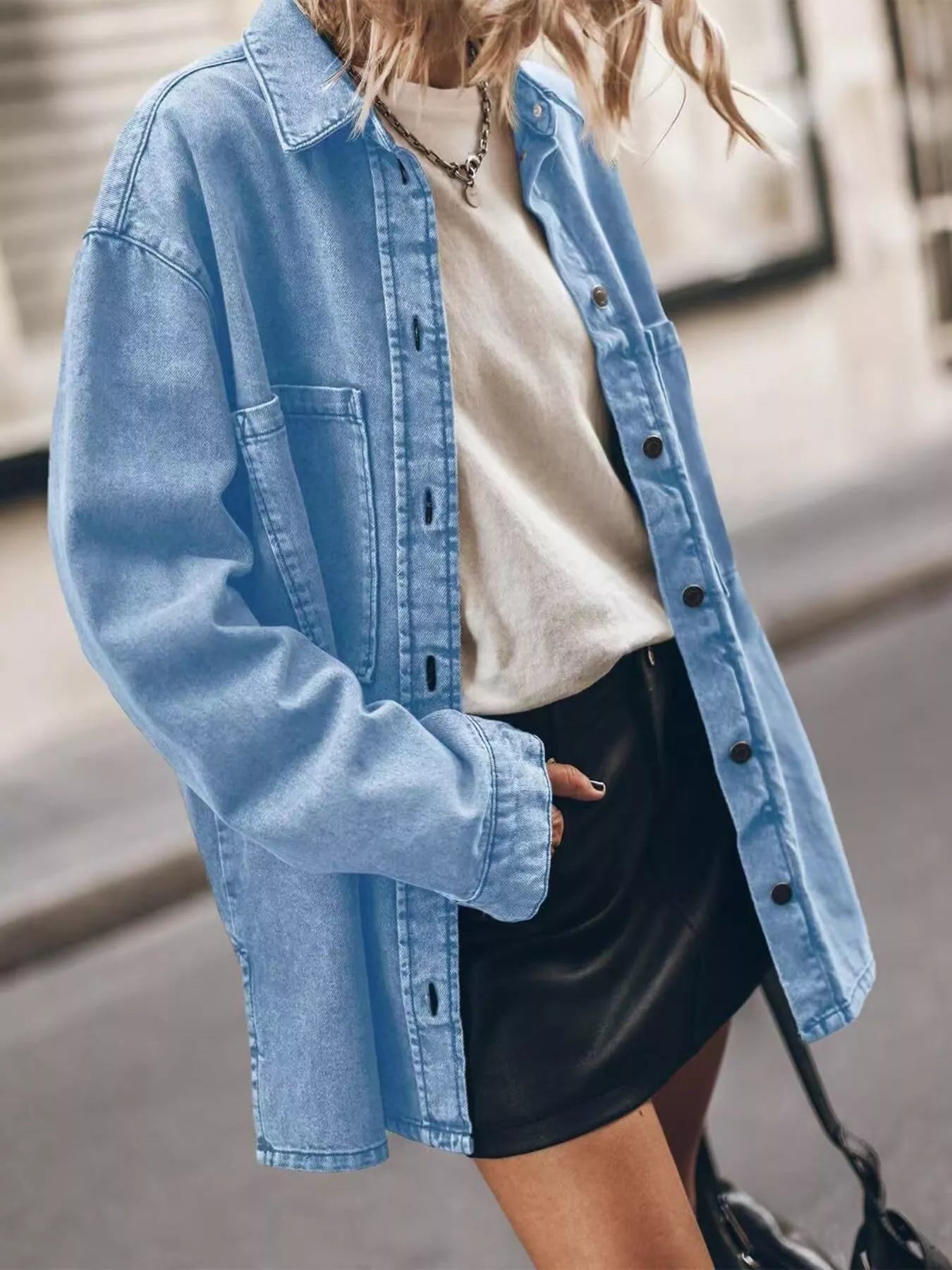 Oversized Button Up Denim Shirt 