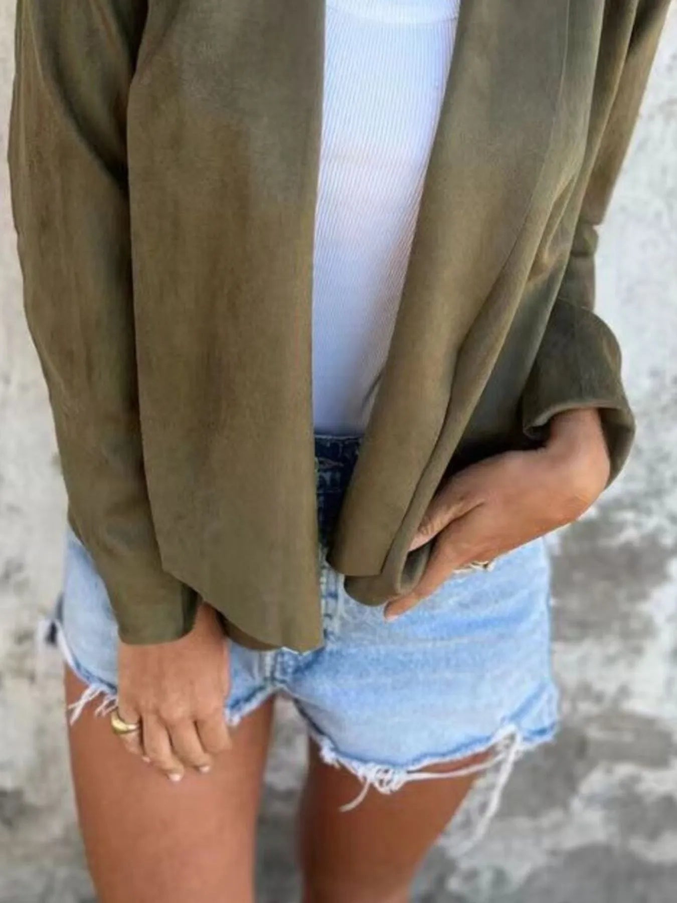 Full Size Open Front Casual Cardigan Plus Size 