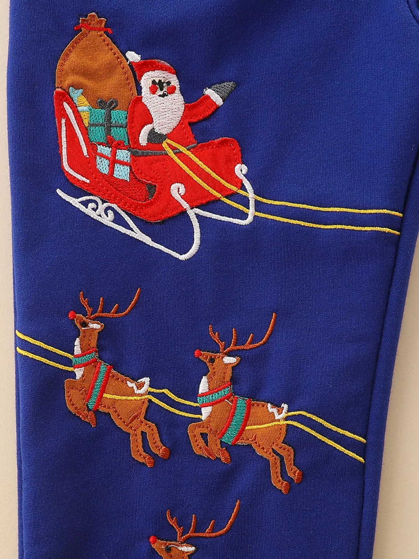 Children's Reindeer Embroidered Christmas Outfit Set 