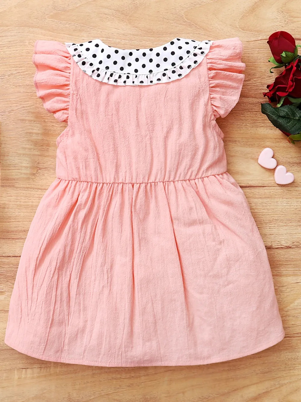 Children's Bow Peter Pan Collar Ruffle Sleeve Dress 