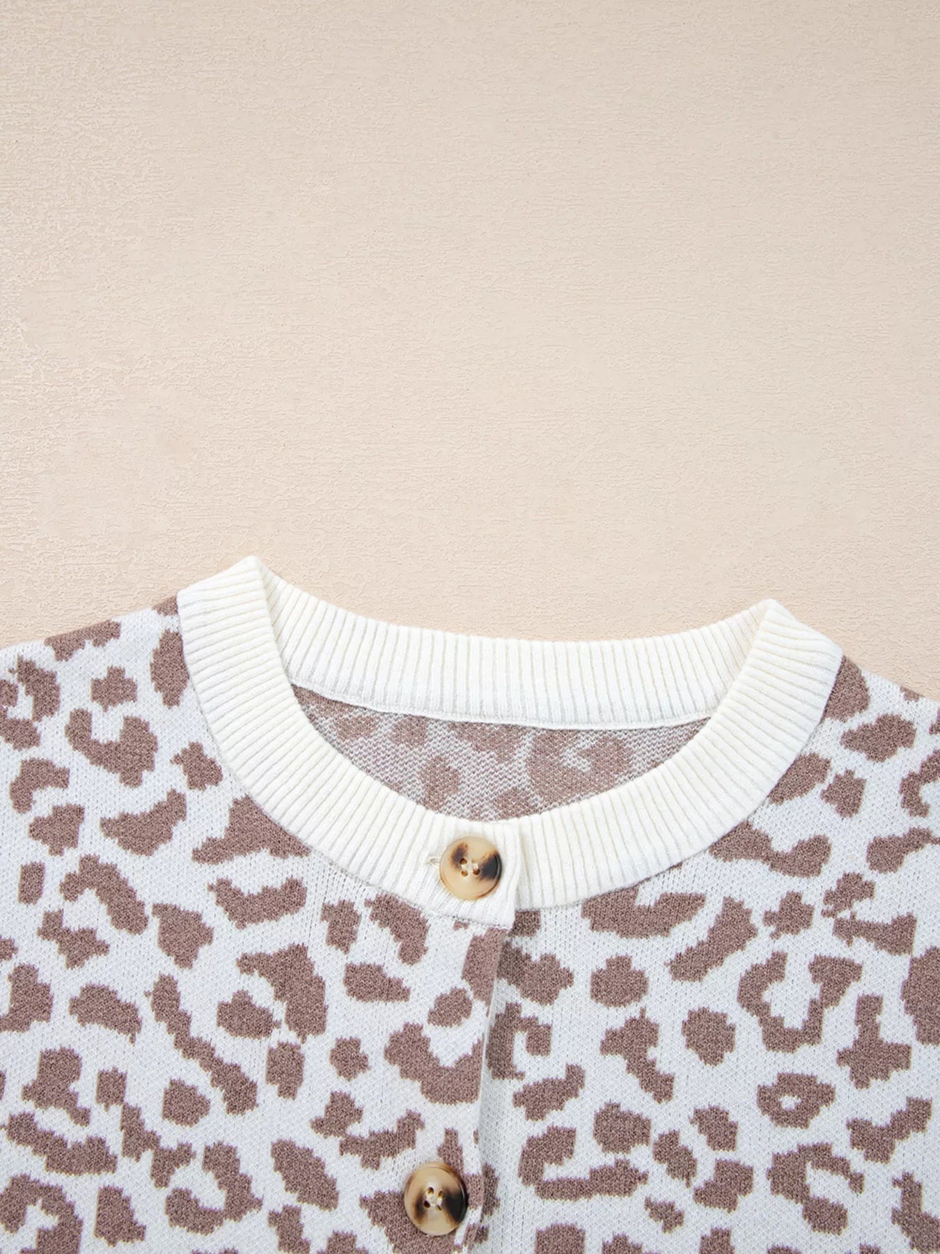 Leopard Drop Shoulder Chunky Knitted Cardigan 