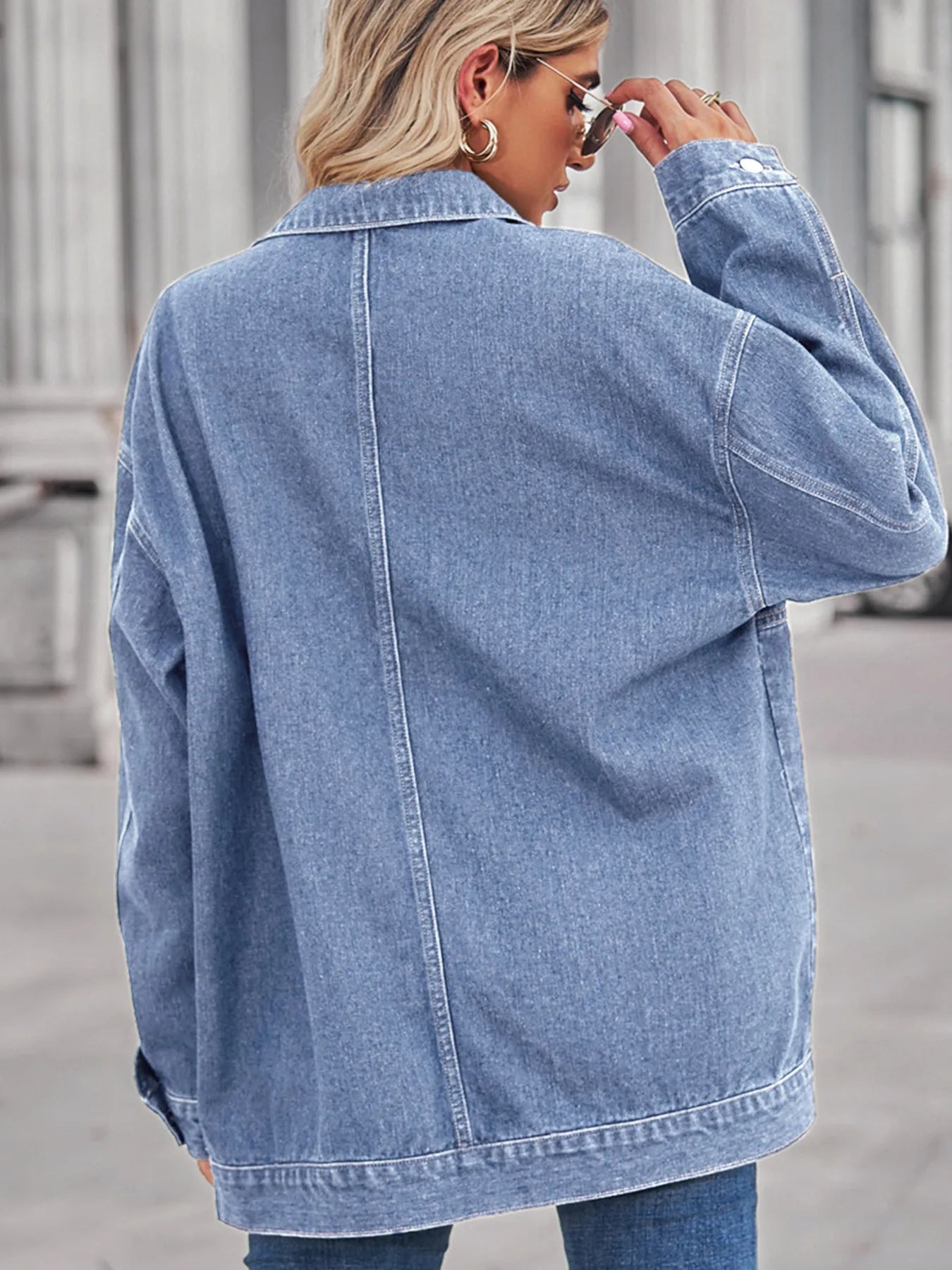 Button Up Long Sleeve Denim Jacket 
