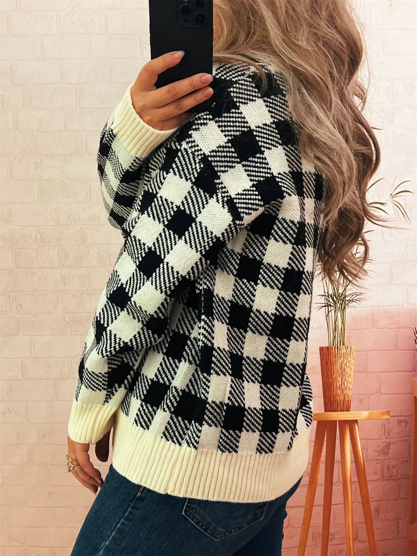 Plaid Button-Down Cardigan 