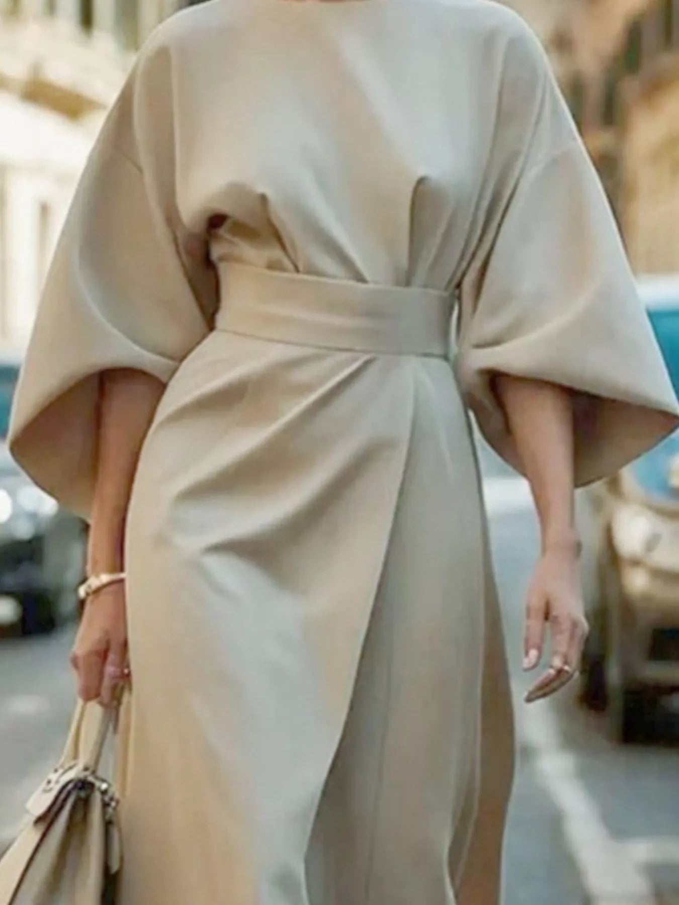 Round Neck 3/4 Sleeve Dress 