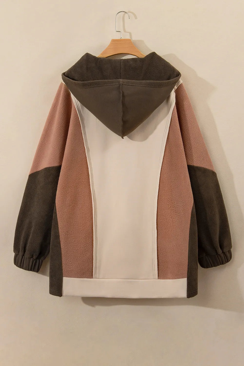 Plus Size Color Block Long Sleeve Hoodie 