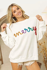 BiBi Merry Tinsel Lettering Drop Shoulder Sweatshirt 