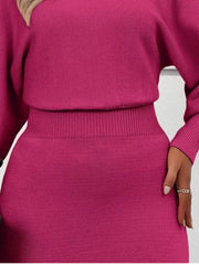 Lantern Sleeve Bodycon Sweater Dress 