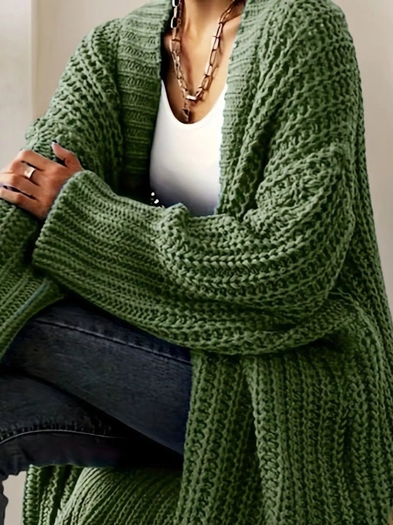 Chunky Knit Open Front Cardigan 
