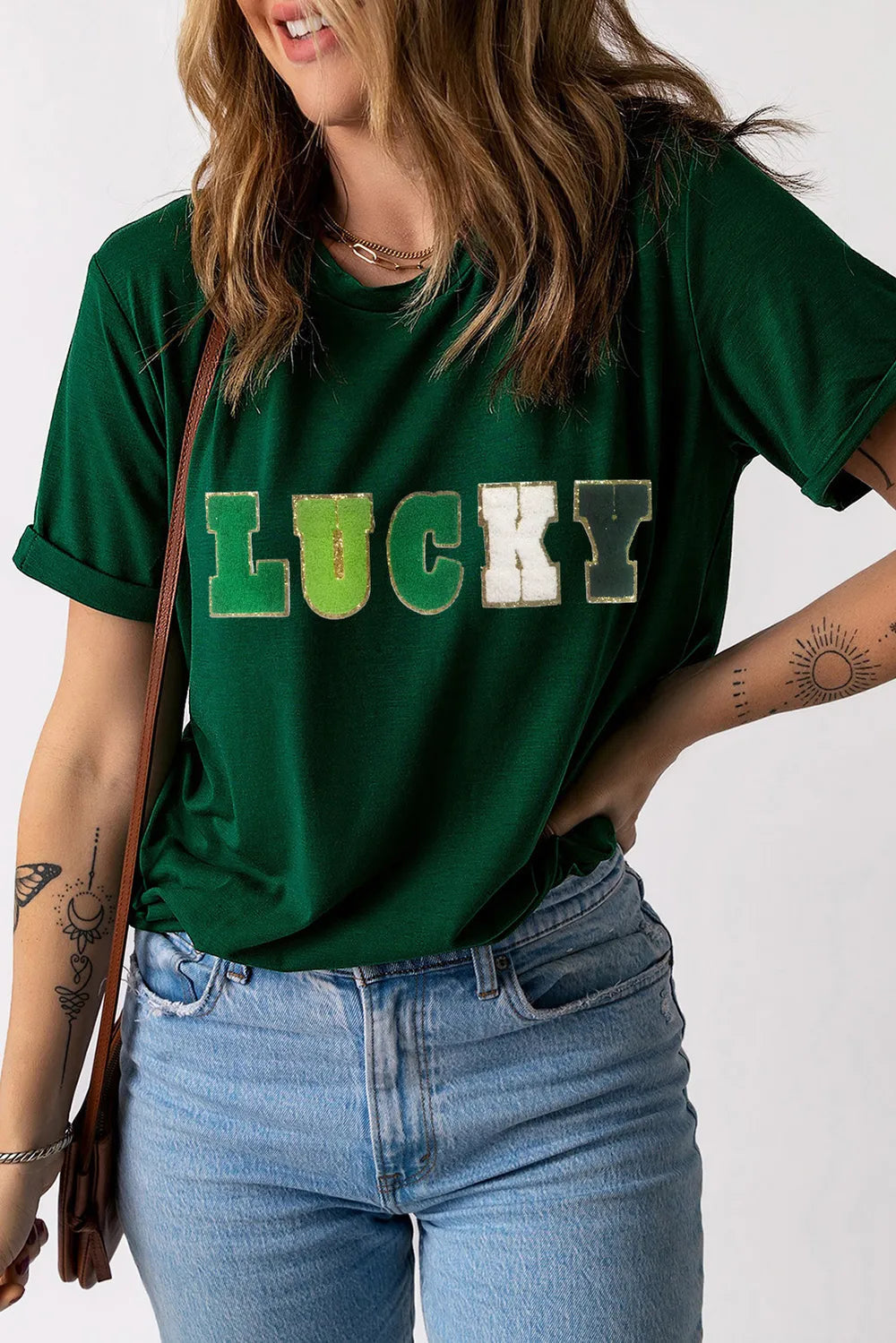LUCKY Round Neck Short Sleeve T-Shirt 