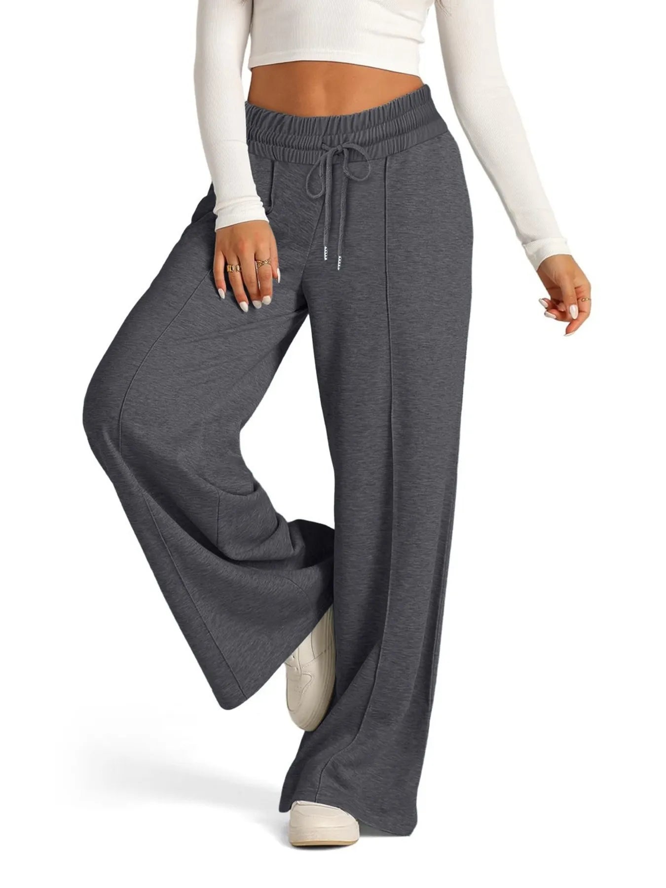 Full Size Drawstring Relaxed Fit Wide Leg Pants Plus Size 