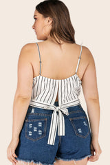 Plus Size Striped Tie-Back Cropped Cami 