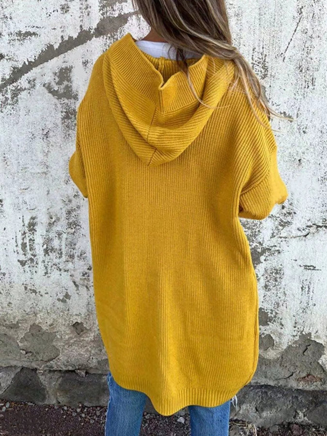 Full Size Button-Down Hooded Cardigan Plus Size 